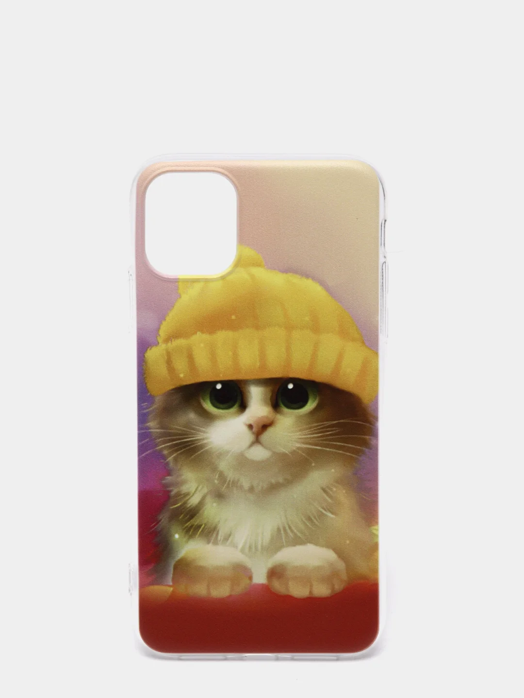 Желтый силиконовый чехол на Apple iPhone 11 / Айфон 11 прозрачный, с рисунком, защита камеры