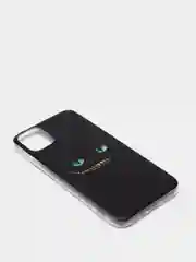Черный силиконовый чехол на Apple iPhone 11 / Айфон 11 прозрачный, с рисунком, защита камеры