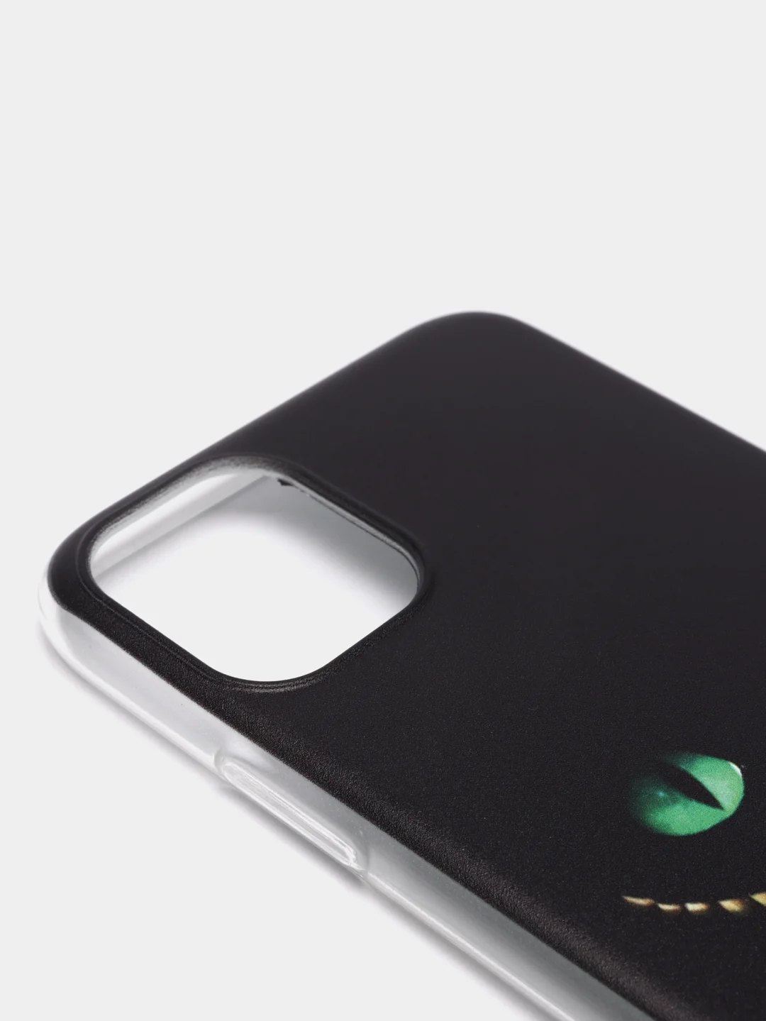 Черный силиконовый чехол на Apple iPhone 11 / Айфон 11 прозрачный, с рисунком, защита камеры