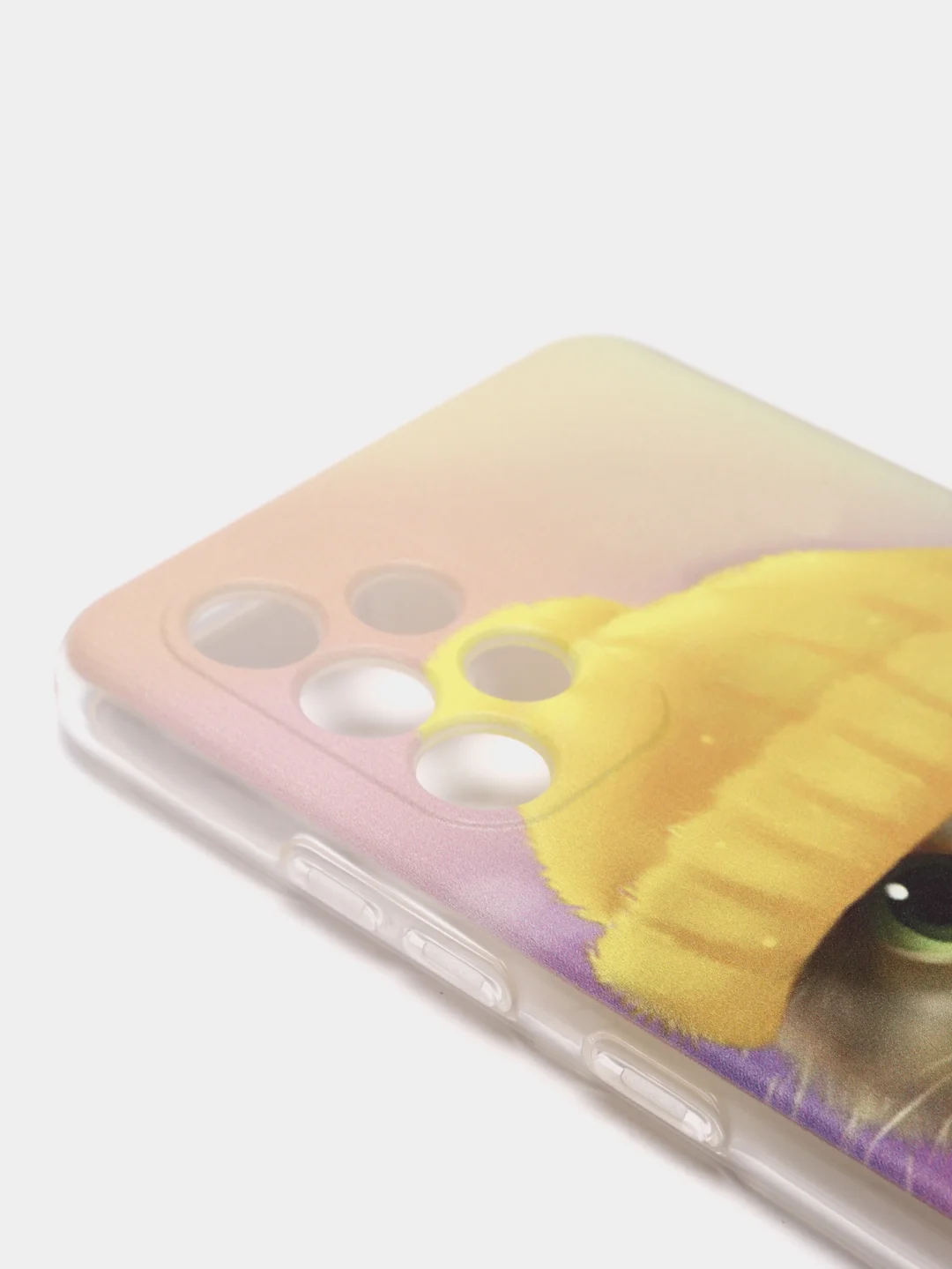 Желтый силиконовый чехол на Samsung Galaxy A32 / Самсунг А32 прозрачный с рисунком, защита камеры
