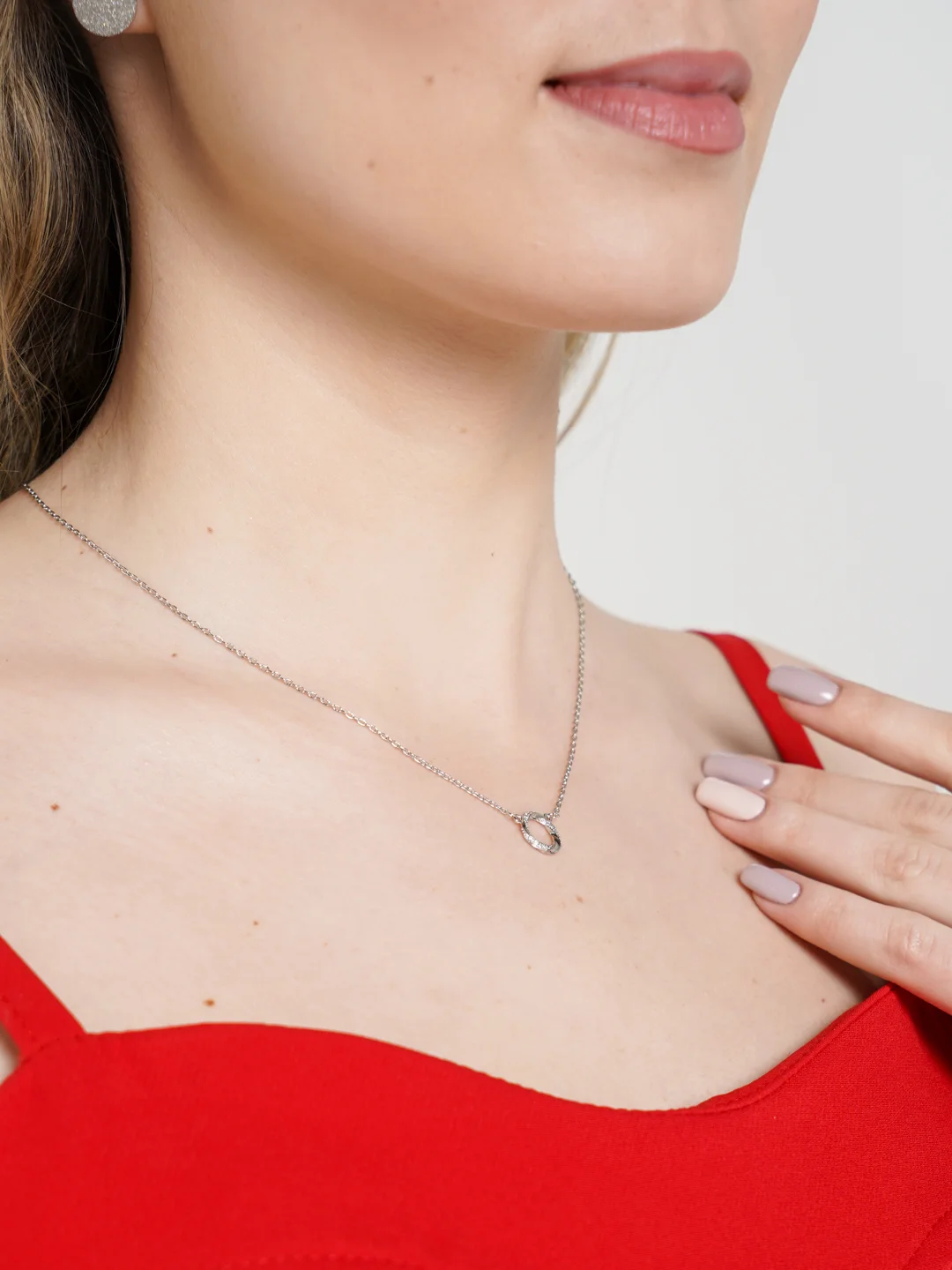 Серебряный женская цепочка,ожерелье для женщин,круглым кулоном (2 цвета)