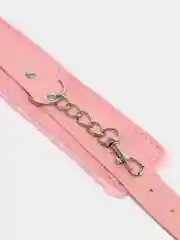 Розовый наручники кожаные, БДСМ, с мехом, на застежках