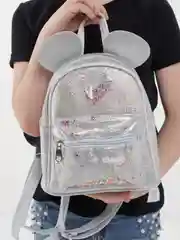 Серебряный рюкзак для девочки с ушками