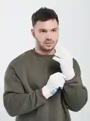 Белый перчатки трикотажные