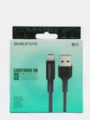 Черный кабель для зарядки Borofone Х1 Lightning