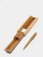 Шариковая ручка из дерева с футляром-подставкой / Деревянная шариковая ручка в футляре