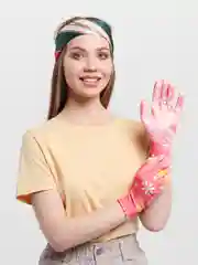 Розовый перчатки садовые