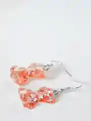 Кораллово-розовый серьги мармеладные мишки с блестками
