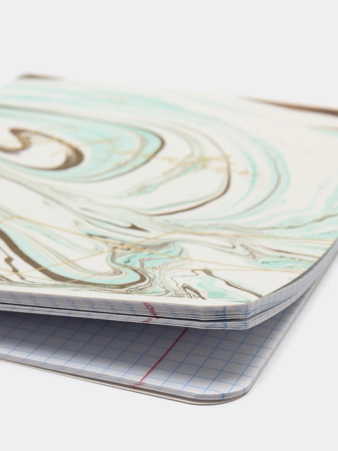 Бирюзовый тетрадь "Vivid marble", 48 листов, клетка, "софт-тач" ламинация, тиснение фольгой