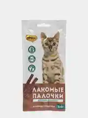 Лакомство "Мнямс", лакомые палочки с индейкой и ягненком, для кошек, 3 х 5 г