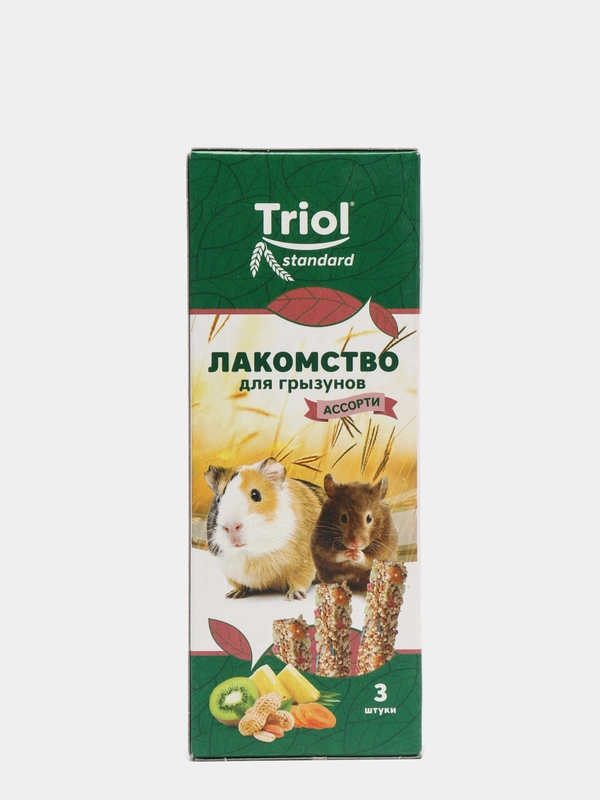 Triol лакомство для грызунов Ассорти (с фруктами, овощами и орехами), упаковка 3 шт, 75 г