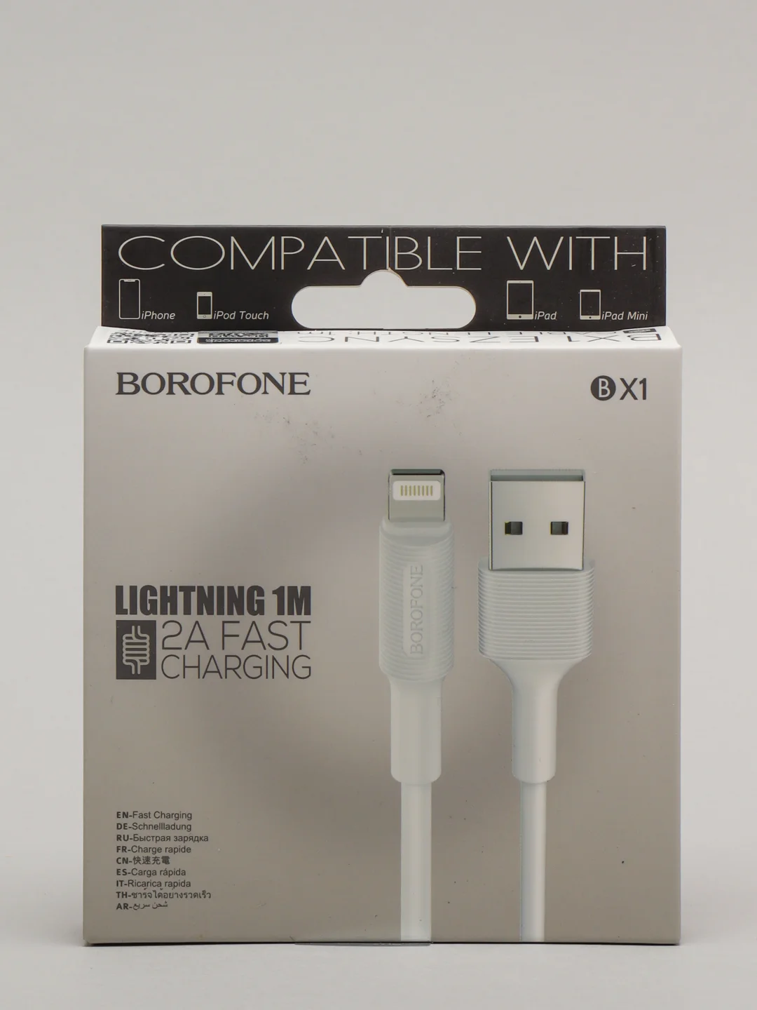 Белый кабель для зарядки Borofone Х1 Lightning