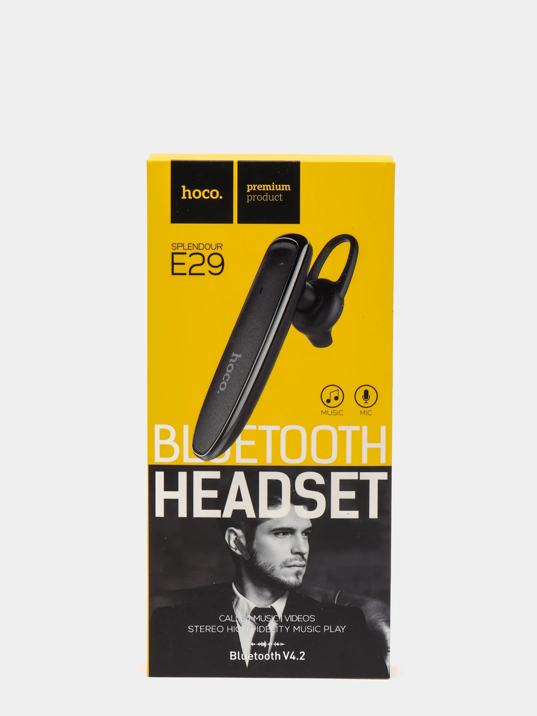 Черный bluetooth-гарнитура Hoco