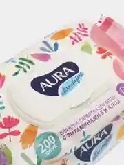 Влажные очищающие детские салфетки Aura Ultra Comfort, без спирта, 200 штук, 0+
