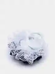 Резинки школьные синие с белым кружевом и стразовым декором, пара