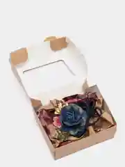 Индиго резинка для волос Джинсовая роза с декором, в коробочке  1 штука