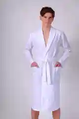 Халат вафельный мужской Великан, Макси, банный, домашний, 100% хлопок р.56-62