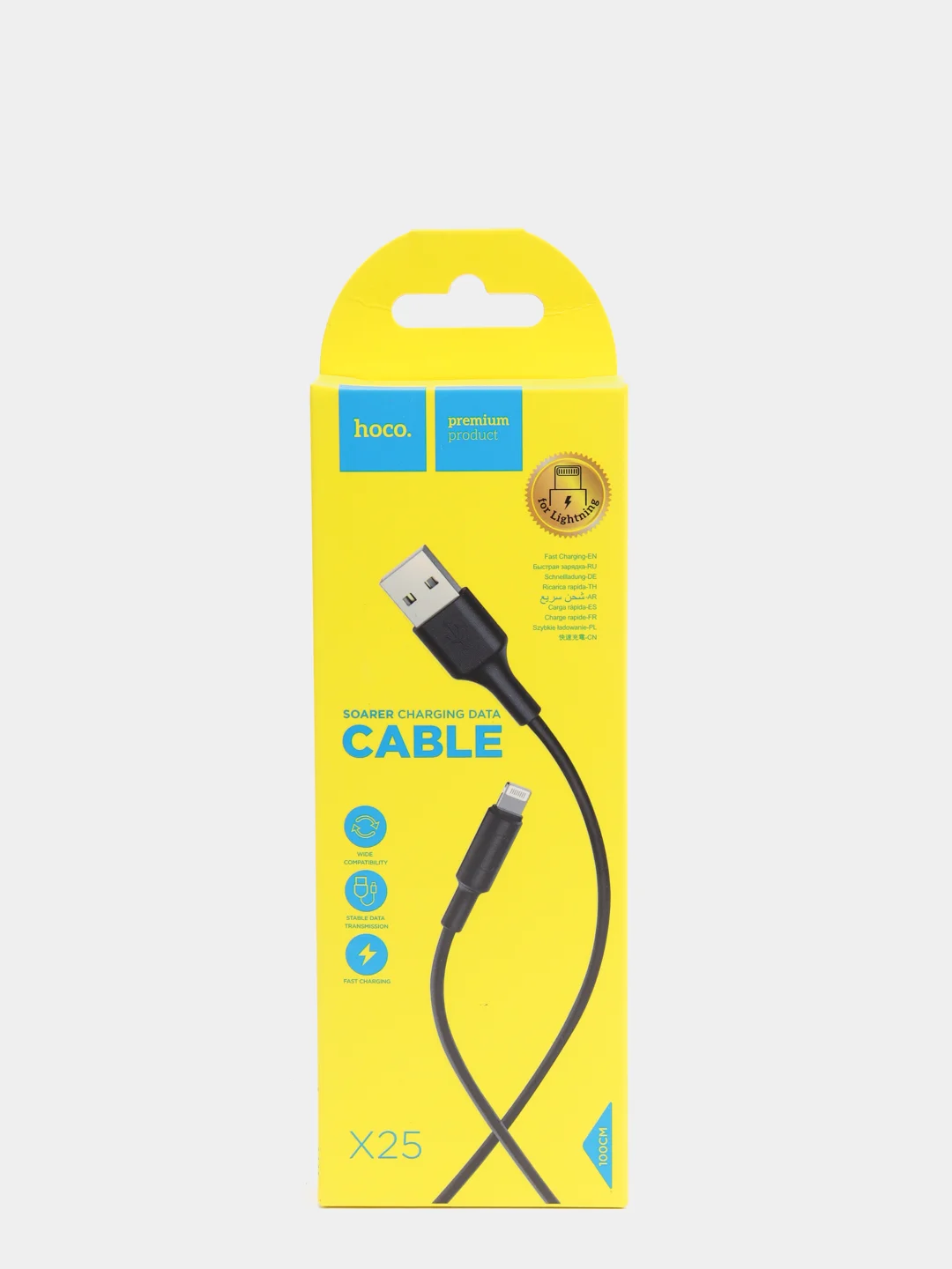 Белый кабель зарядный Hoco X25 lightning для Apple iPhone