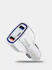 Белый автомобильное зарядное устройство 2 USB и Type C
