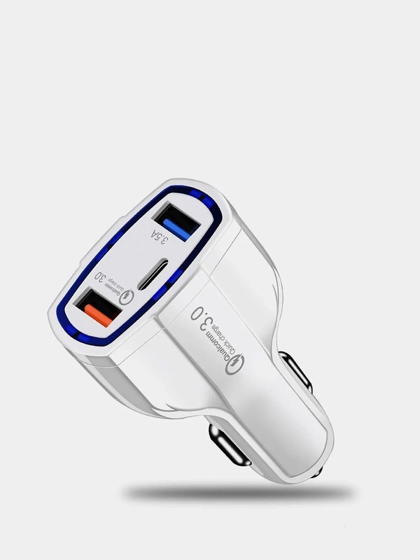Автомобильное зарядное устройство 2 USB и Type C