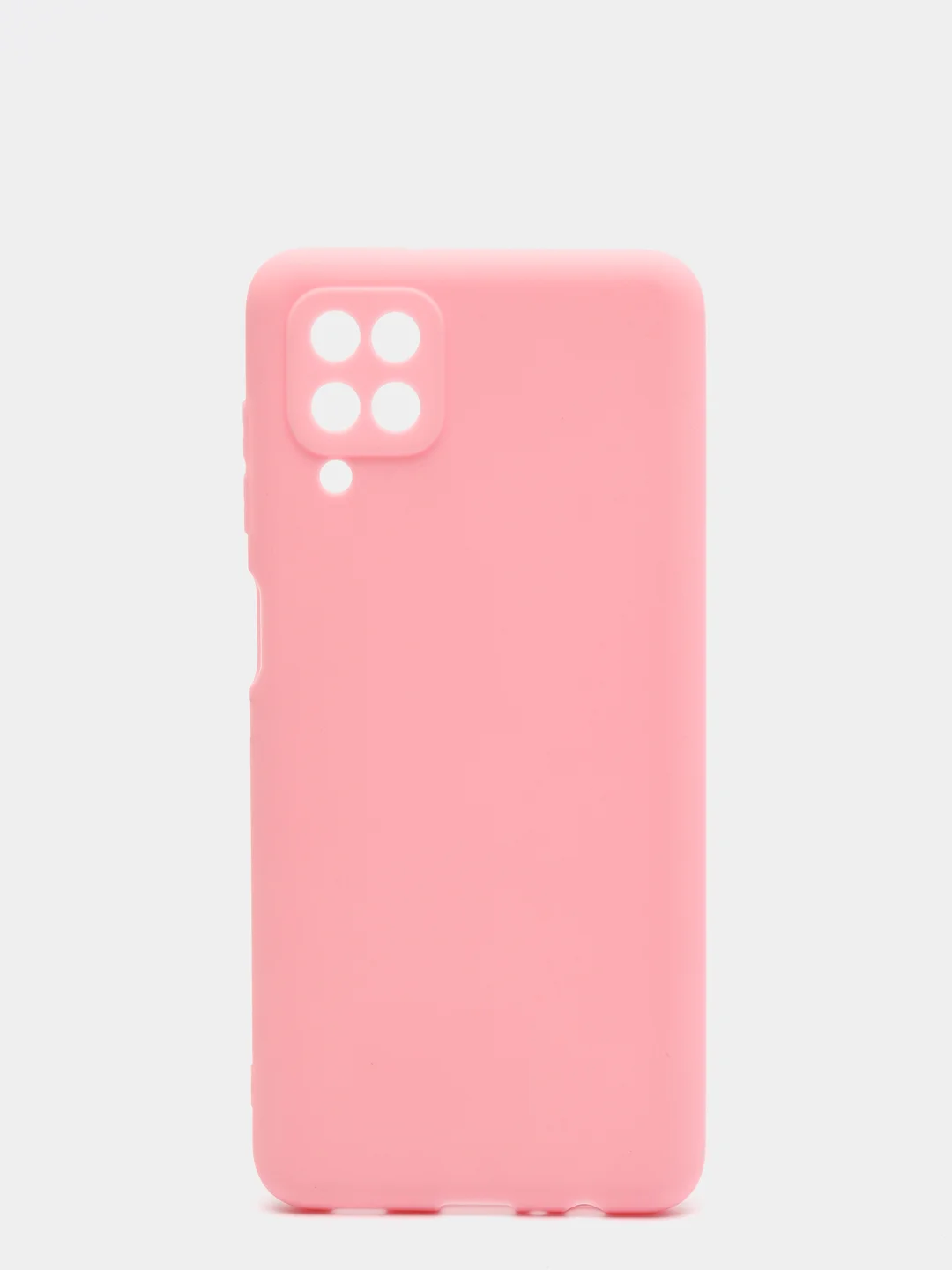 Розовый чехол силиконовый на Samsung Galaxy A12 /М12 с защитой камеры