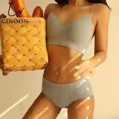 Серый комплект нижнего белья, топ и трусики
