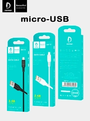 Кабель, Шнур, Провод, USB - microUSB, 2.4A, 1м, Denmen D01V, микро усб, микро юсб, андроид