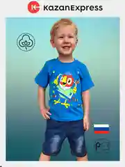 Синий футболка детская для мальчика "Chiccoe" на 1-4 года, 4 цвета, хлопок
