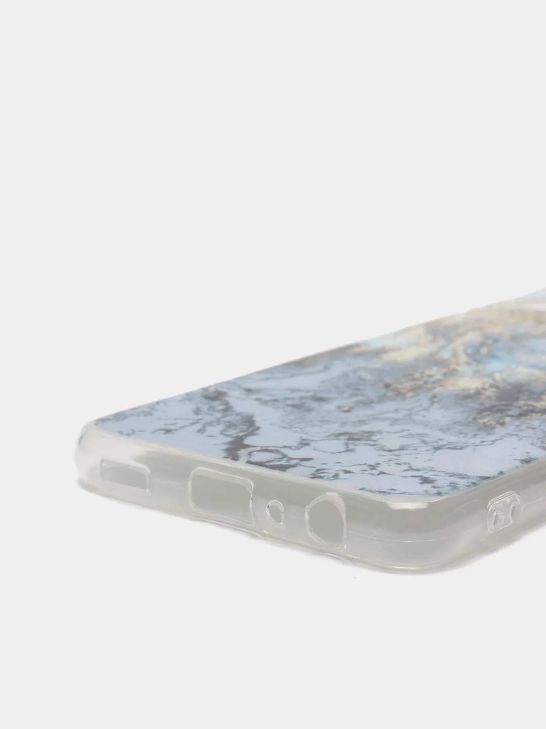 Голубой силиконовый чехол на Samsung Galaxy A32 / Самсунг А32 прозрачный с рисунком, защита камеры