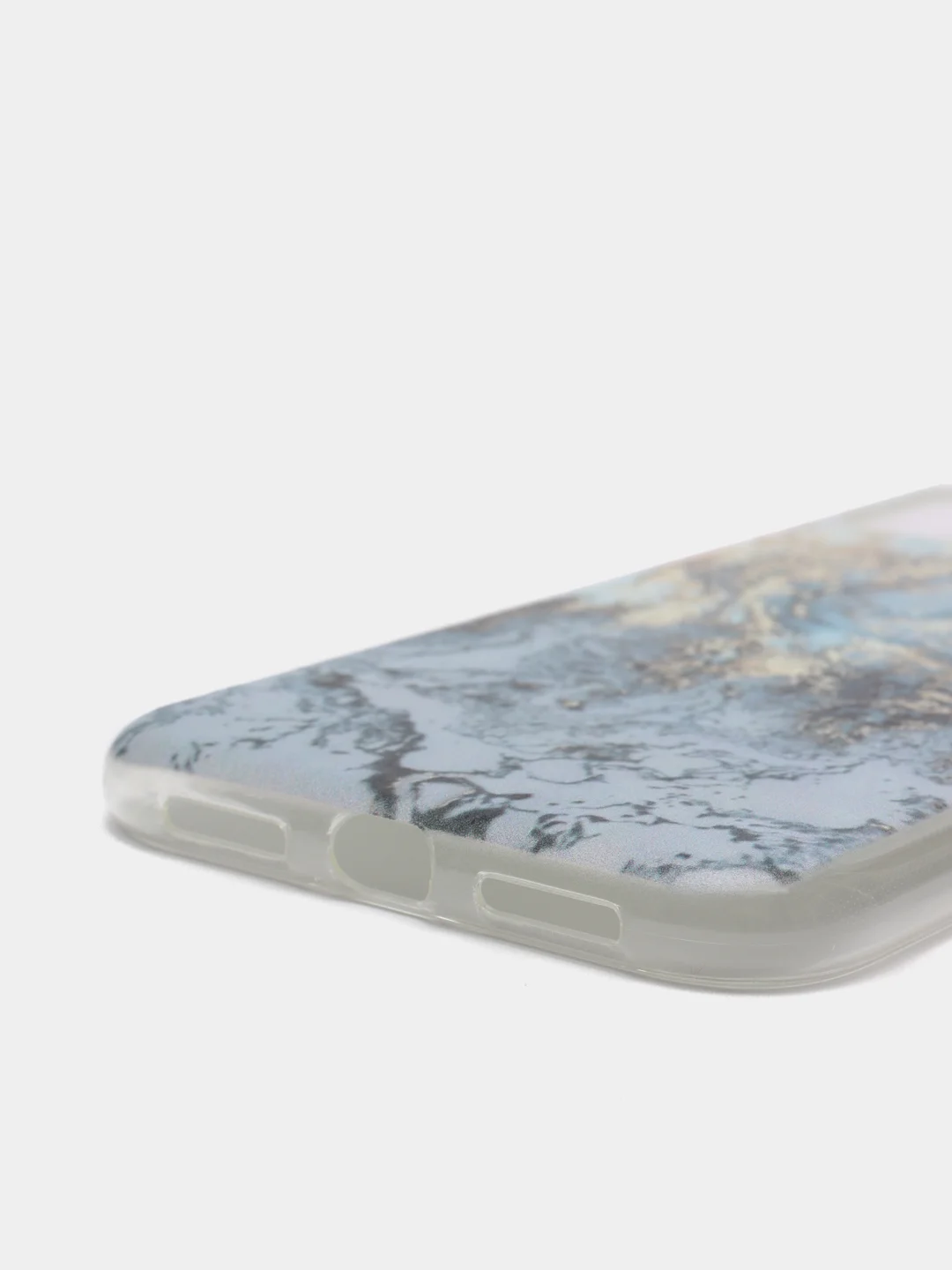Голубой силиконовый чехол на Apple iPhone 11 / Айфон 11 прозрачный, с рисунком, защита камеры