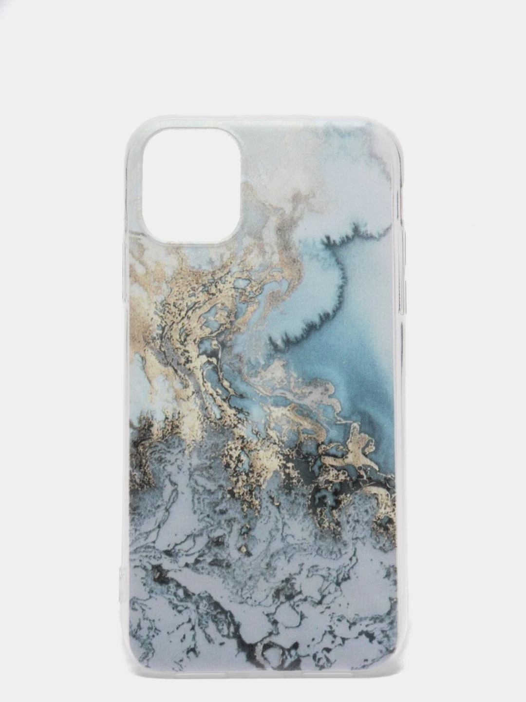 Голубой силиконовый чехол на Apple iPhone 11 / Айфон 11 прозрачный, с рисунком, защита камеры