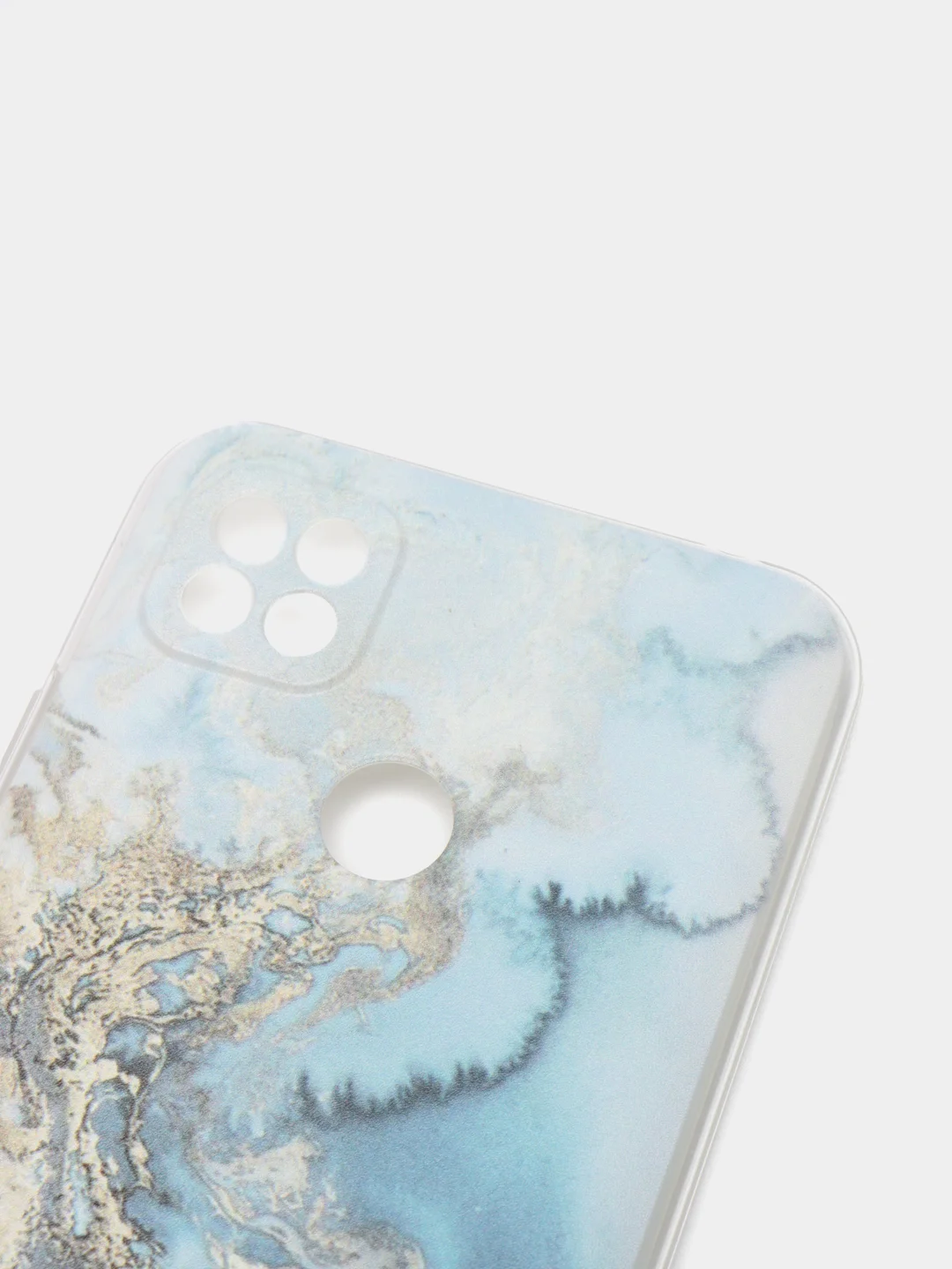 Голубой силиконовый чехол на Xiaomi Redmi 9C / Сяоми Редми 9С прозрачный с рисунком, защита камеры
