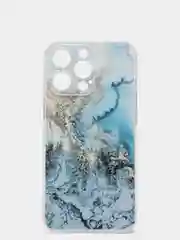 Голубой силиконовый чехол на iPhone 13 / Айфон 13 прозрачный, с рисунком, защита камеры