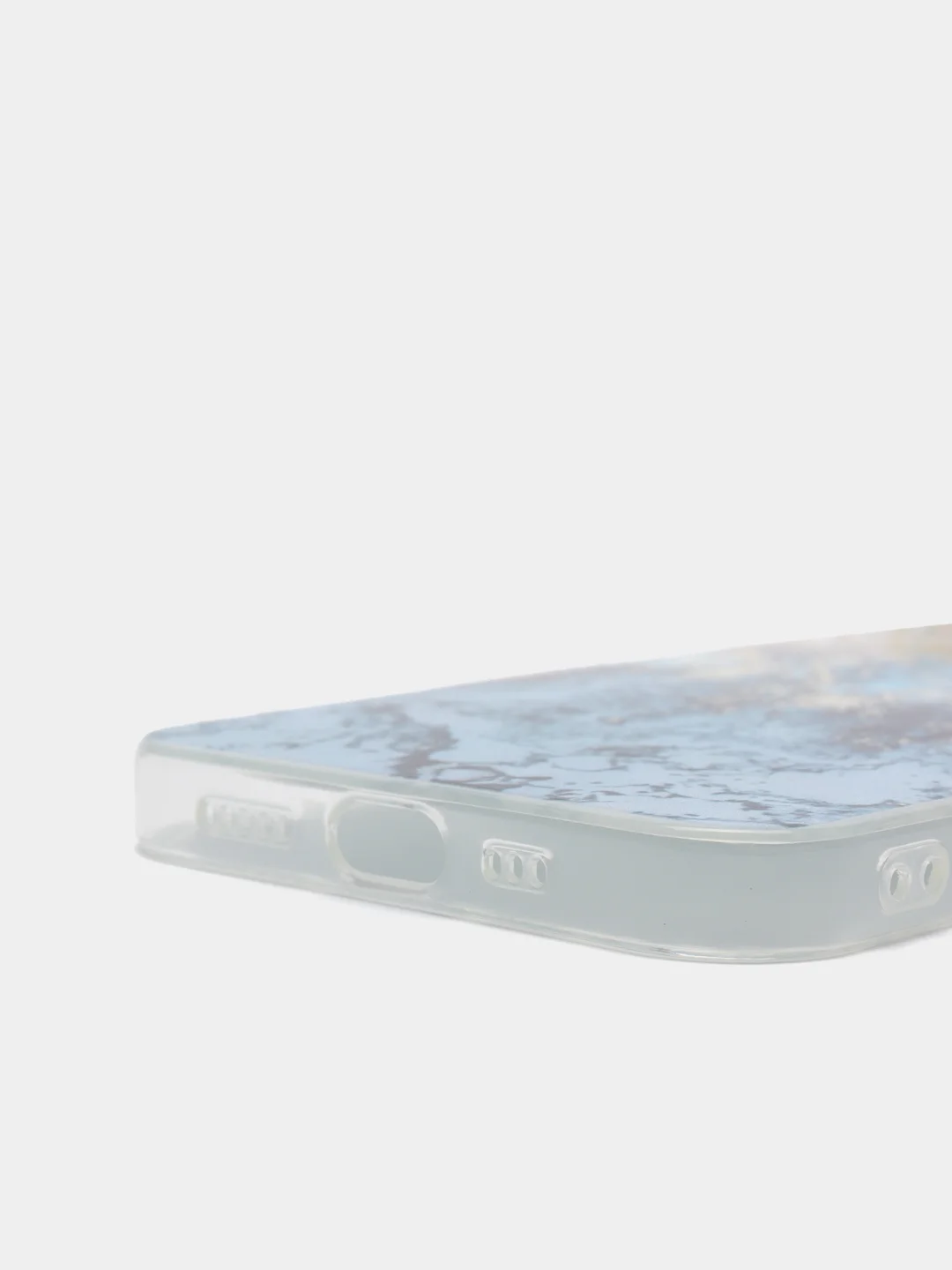 Голубой силиконовый чехол на iPhone 13 / Айфон 13 прозрачный, с рисунком, защита камеры