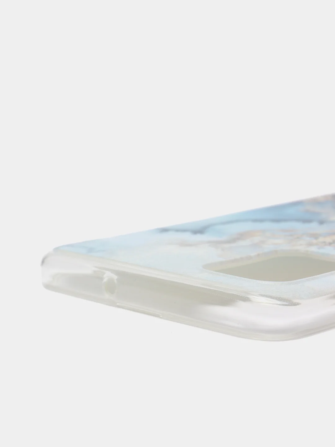Голубой силиконовый чехол на Samsung Galaxy A51 / Самсунг А51 прозрачный с рисунком, защита камеры