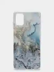 Голубой силиконовый чехол на Samsung Galaxy A51 / Самсунг А51 прозрачный с рисунком, защита камеры