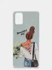 Тёмно-серый силиконовый чехол на Samsung Galaxy A51 / Самсунг А51 прозрачный с рисунком, защита камеры