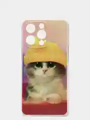 Желтый силиконовый чехол на iPhone 13 / Айфон 13 прозрачный, с рисунком, защита камеры