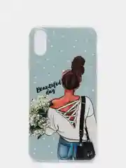 Тёмно-серый силиконовый чехол на Apple iPhone XR / Айфон XR прозрачный, с рисунком, защита камеры