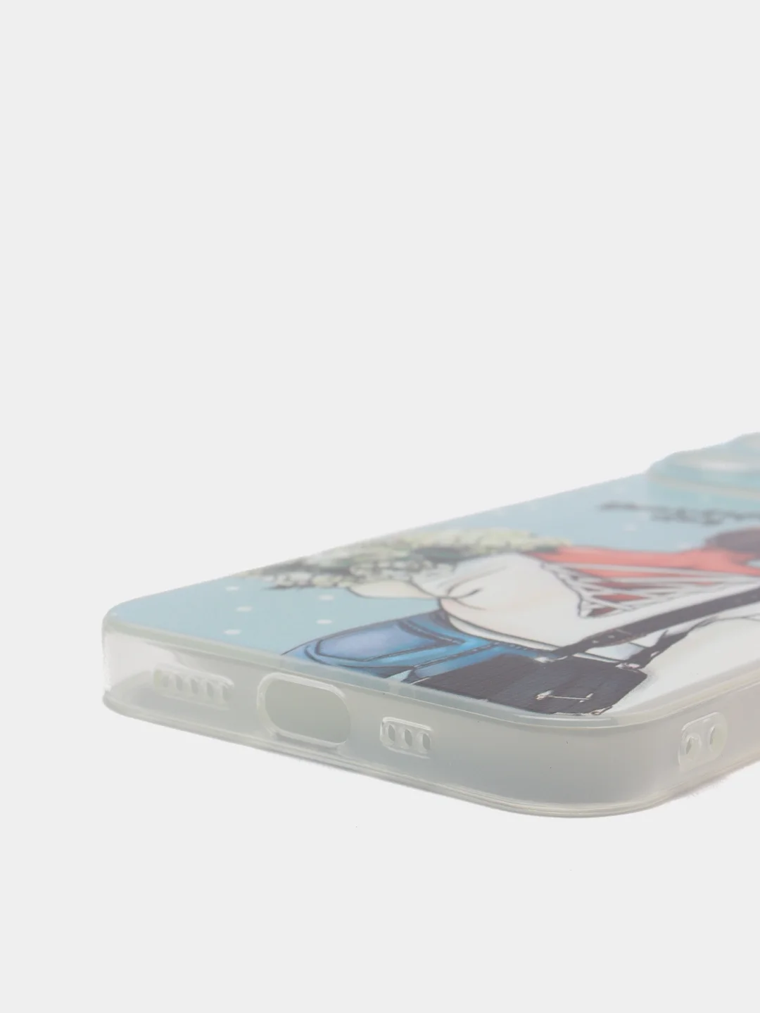 Тёмно-серый силиконовый чехол на iPhone 13 / Айфон 13 прозрачный, с рисунком, защита камеры