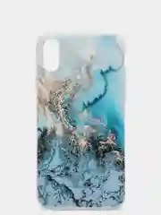 Голубой силиконовый чехол на Apple iPhone XR / Айфон XR прозрачный, с рисунком, защита камеры