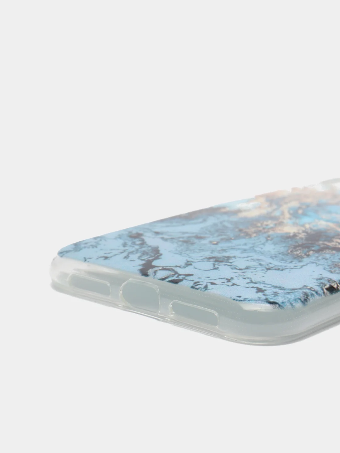 Голубой силиконовый чехол на Apple iPhone XR / Айфон XR прозрачный, с рисунком, защита камеры