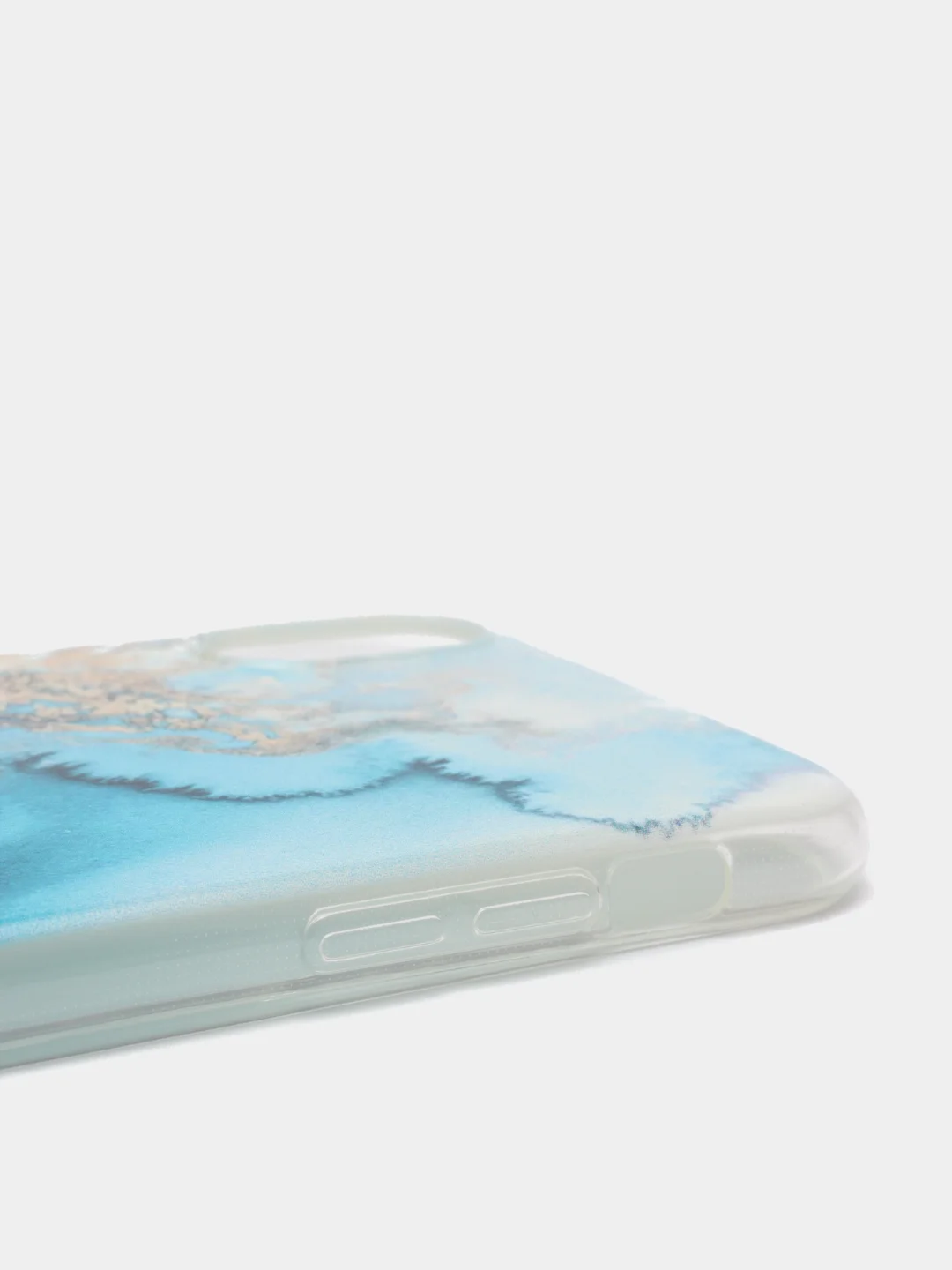 Голубой силиконовый чехол на Apple iPhone XR / Айфон XR прозрачный, с рисунком, защита камеры