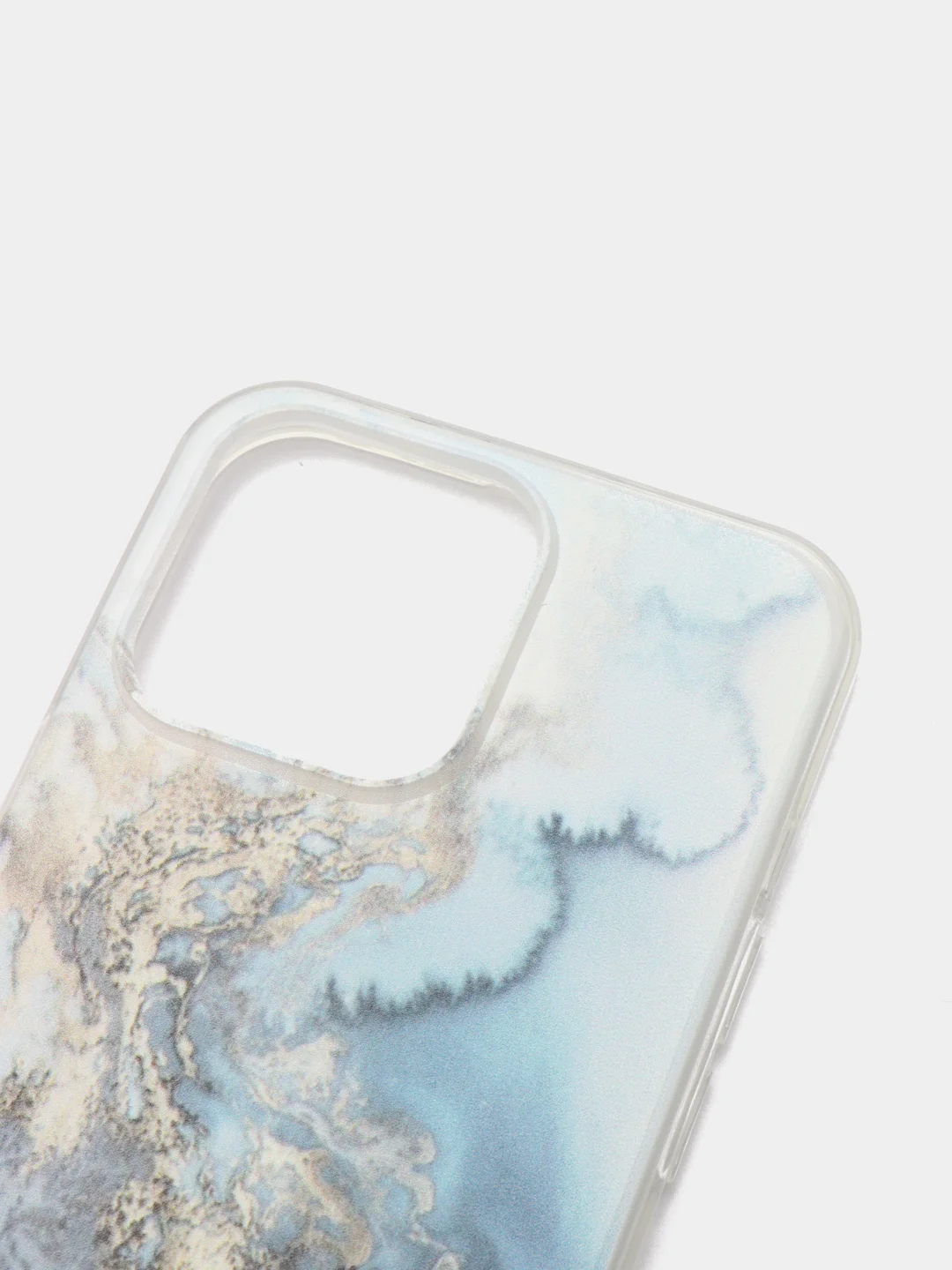 Голубой силиконовый чехол на iPhone 13 Pro/Айфон 13 Pro прозрачный, с рисунком, защита камеры