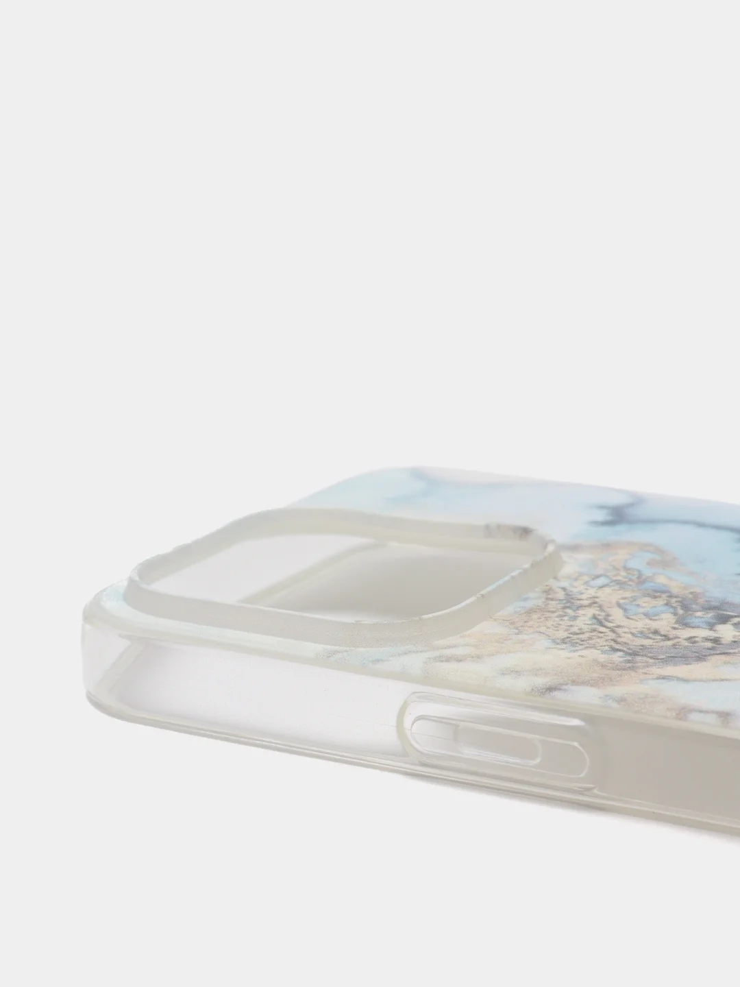 Голубой силиконовый чехол на iPhone 13 Pro/Айфон 13 Pro прозрачный, с рисунком, защита камеры