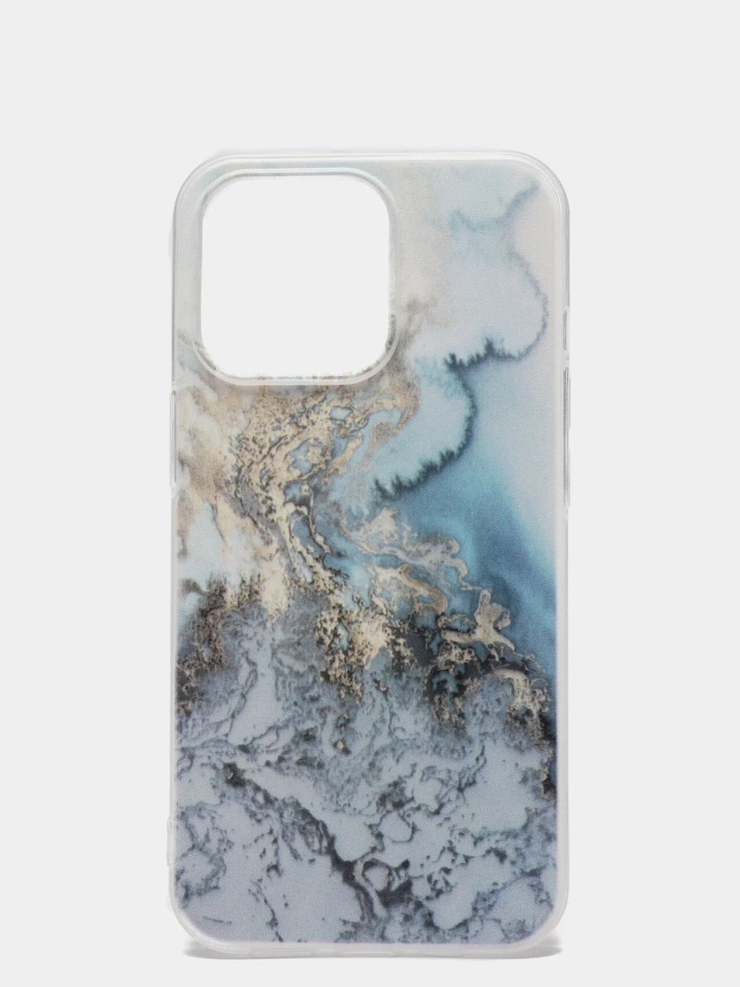 Голубой силиконовый чехол на iPhone 13 Pro/Айфон 13 Pro прозрачный, с рисунком, защита камеры