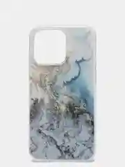Голубой силиконовый чехол на iPhone 13 Pro/Айфон 13 Pro прозрачный, с рисунком, защита камеры