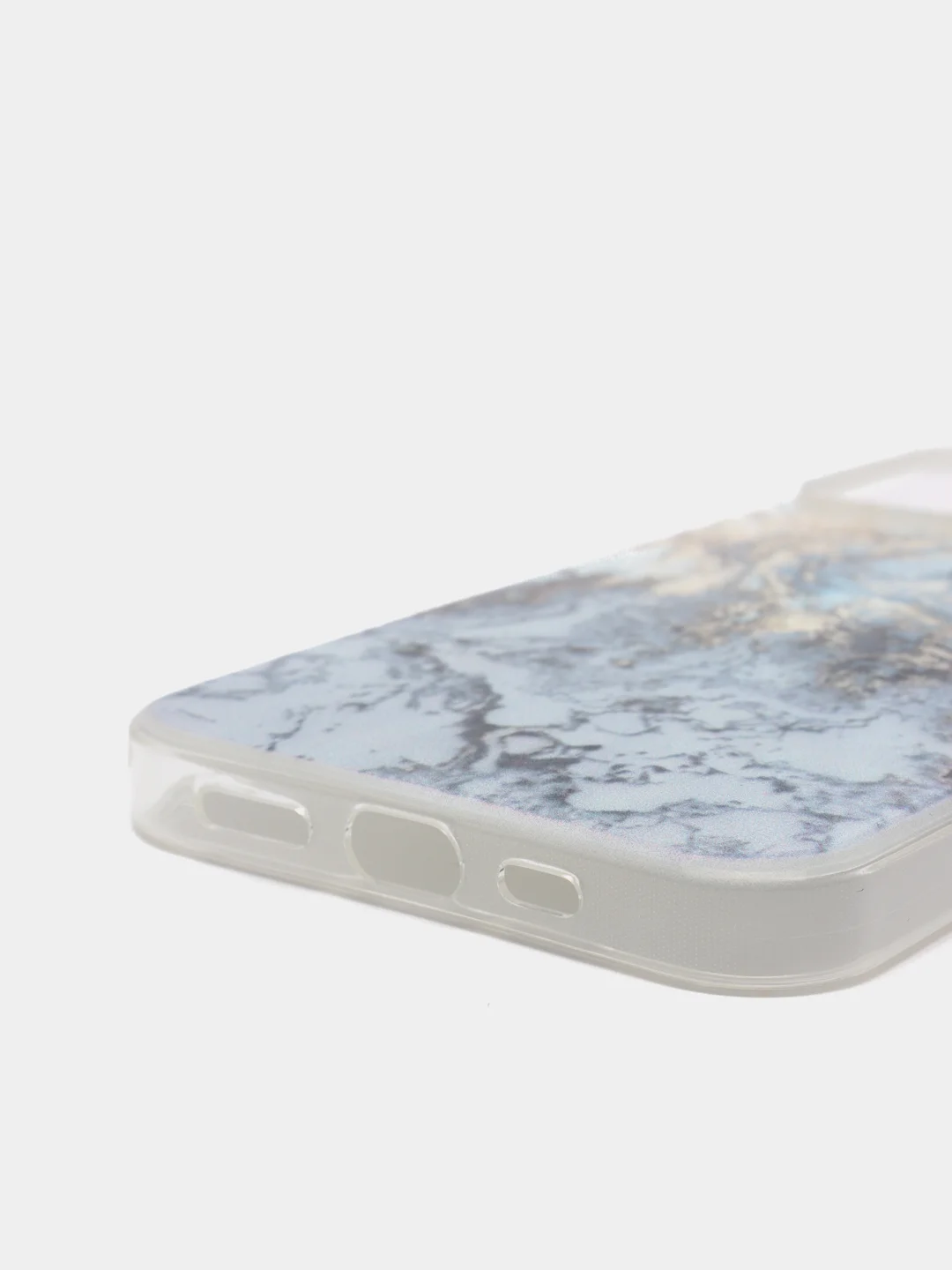 Голубой силиконовый чехол на iPhone 13 Pro/Айфон 13 Pro прозрачный, с рисунком, защита камеры