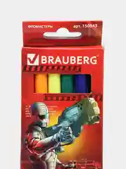 Фломастеры BRAUBERG "Star Patrol", 6 цветов, вентилируемый колпачок