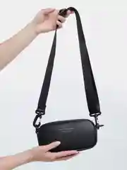 Черный сумка через плечо, женская кожаная